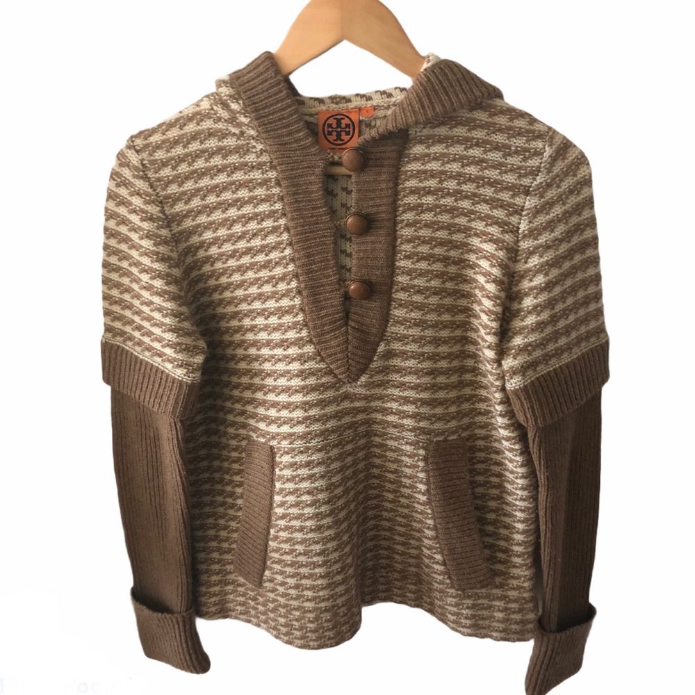 Tory Burch Jamie Hooded Sweater Size Small